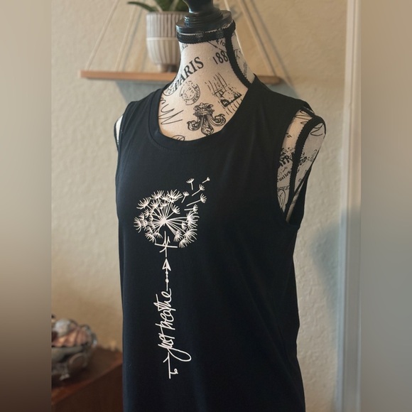 Just Breathe Tank Top Dandelion Blowing In the Wind Peaceful Reminder Shirt - Picture 3 of 8